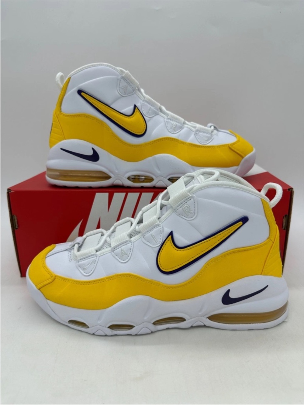 Nike Air Max Uptempo '95 Lakers White Yellow CK0892 102 Mens Size 7.5 New